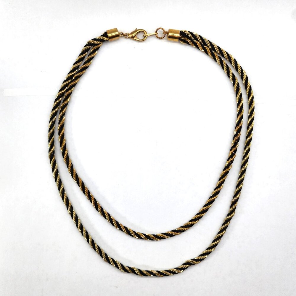 BFD-Gold & Black Toned Double Spiral Chain Necklace